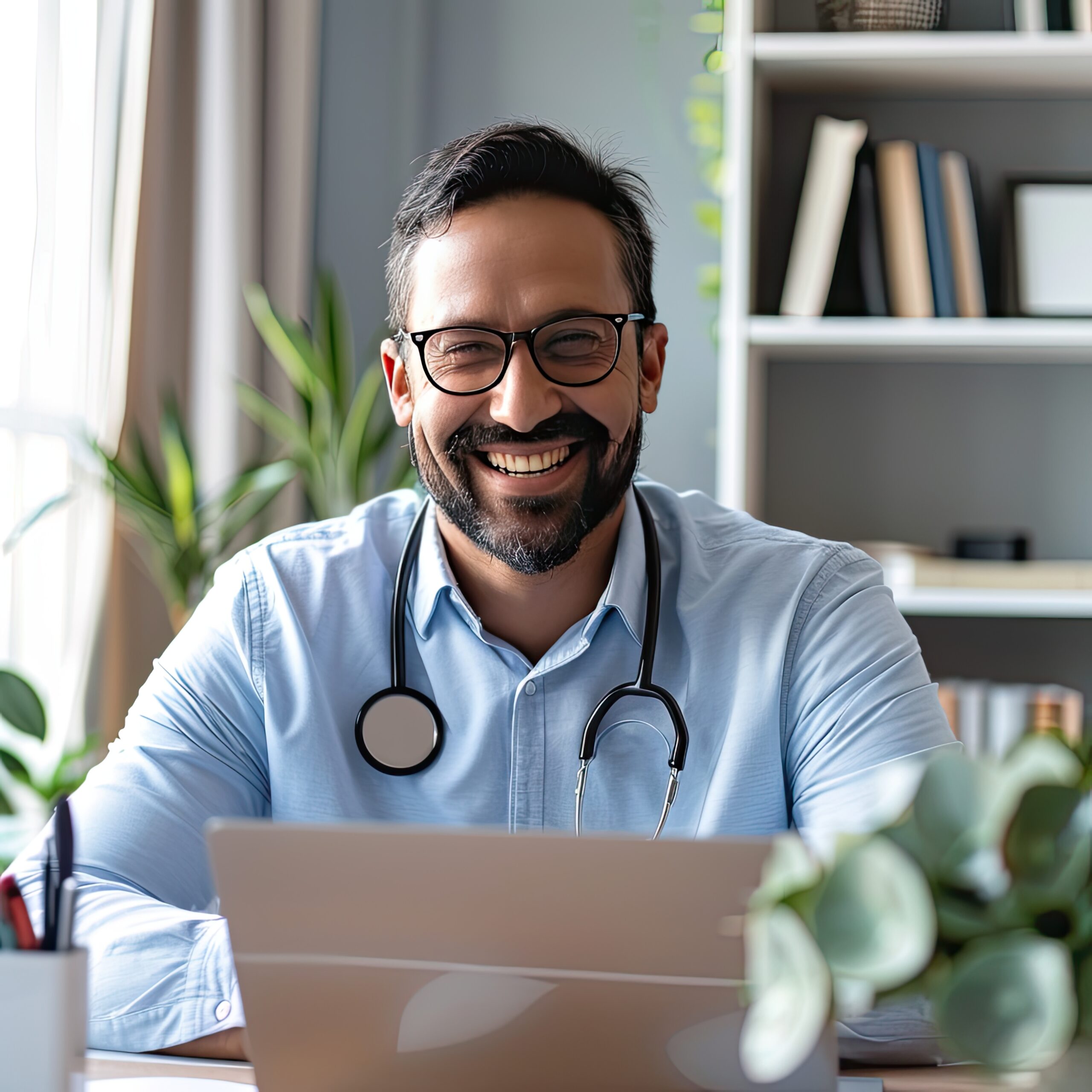 Profissional de saúde em atendimento remoto — solução para hospitais